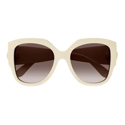 Gucci Eyewear Square Frame Sunglasses In Beige