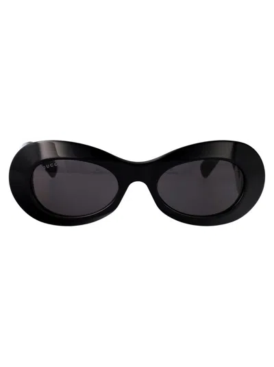 Gucci Interlocking G Oval-frame Sunglasses In Black