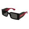 Gucci Grey Rectangular Ladies Sunglasses Gg1860s 003 52 In Black
