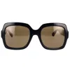 Gucci Web-stripe Square-frame Sunglasses In Black
