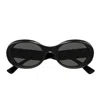 Gucci Logo Acetate Oval Sunglasses In Black
