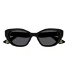 Gucci Gg1638s Linea Lettering 001 Black Grey Sunglasses In Black