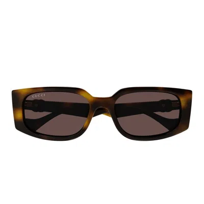 Gucci Eyewear Rectangular Frame Sunglases In Brown