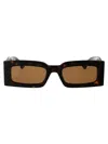 Gucci Logo-plaque Rectangle-frame Sunglasses In Brown