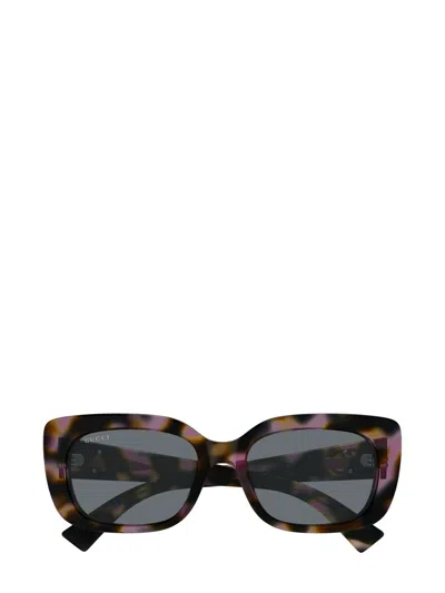 Gucci Gg Muse 55mm Rectangular Acetate Sunglasses In Brown