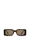 Gucci Logo-plaque Rectangle-frame Sunglasses In Brown