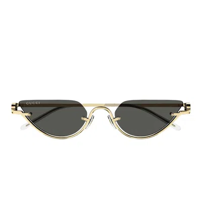 Gucci Gg1603s Linea Gg Logo 001 Gold Grey Sunglasses