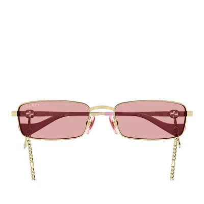 Gucci Rectangle-frame Sunglasses In Pink