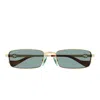Gucci Eyewear Rectangular Frame Sunglasses In Gold