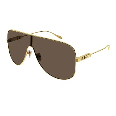 Gucci Lettering-detail Oversize-frame Sunglasses In Gold