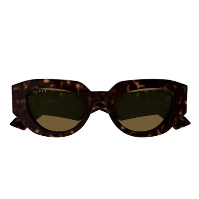 Gucci Eyewear Geometric Frame Sunglasses In Black / Brown / Grey