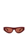 Gucci Logo Rectangular Sunglasses In Burgundy