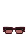 Gucci Gg1753s Linea Emblem 004 Burgundy Brown Sunglasses In Red