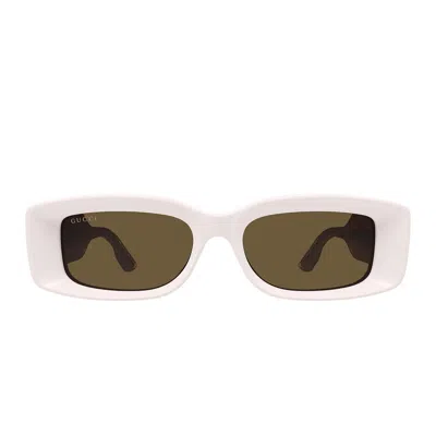 Gucci Logo-engraved Rectangle-frame Sunglasses In Pink