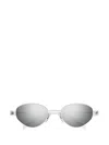 Gucci Block Bending 47mm Oval Metal Sunglasses In Silver