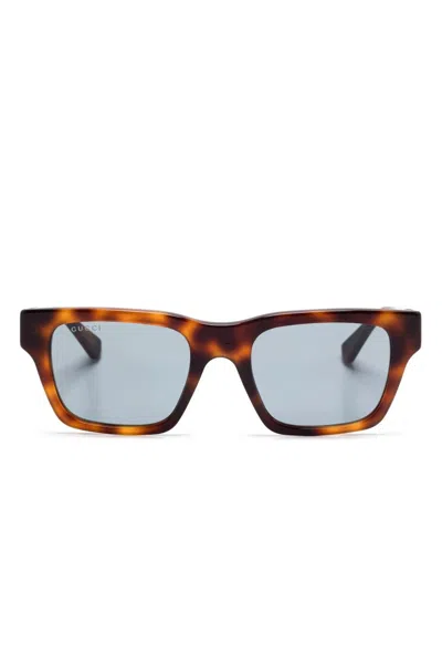 Gucci Eyewear Webbing Acetate Sunglagges In Brown
