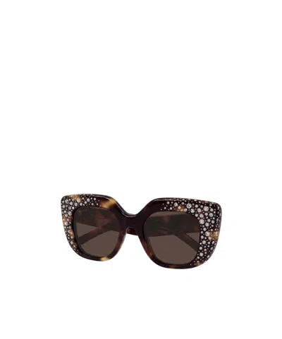 Gucci Eyewear Butterfly Frame Sunglasses In Brown