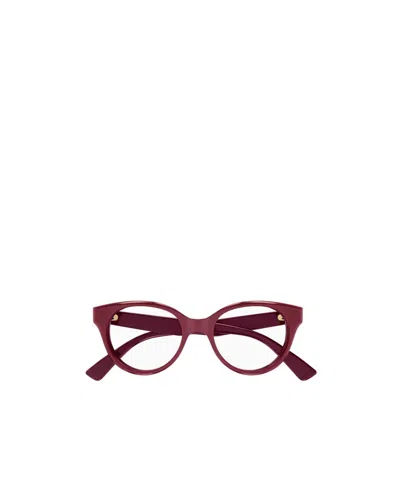 Gucci Logo-engraved Round-frame Glasses In Red