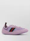 Gucci Fabric And Suede Shift Sneakers Mesh Panels In Pink