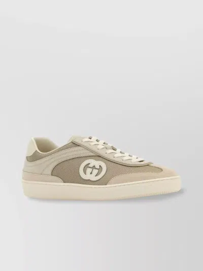 Gucci Fabric And Suede Sneakers With Mesh Panels