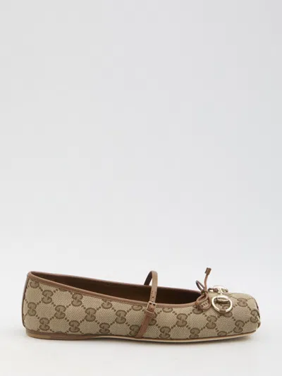 GUCCI GUCCI FABRIC BALLET FLATS WITH LOGO