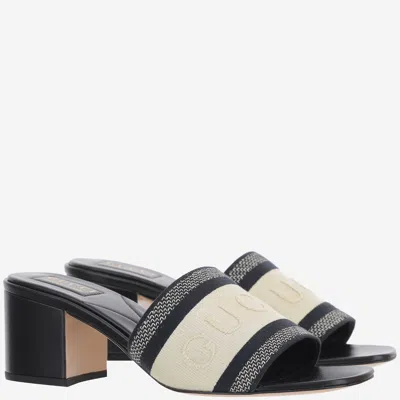 Gucci Fabric Block-heel Sandals In Multi