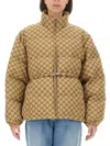 Gucci Women Gg Fabric Down Jacket In Brown