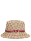 Gucci Wide Brim Cloche Hat With Leather Trim In Brown