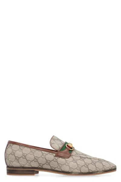Gucci Fabric Loafers In Beige
