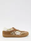 Gucci Brown G75 Sneaker In Suede And Gg Fabric Women In Brown