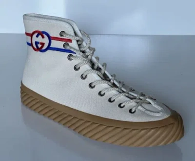 Pre-owned Gucci Fabric Myst White High-top Sneakers 10 Us ( 9) 703033 Spain