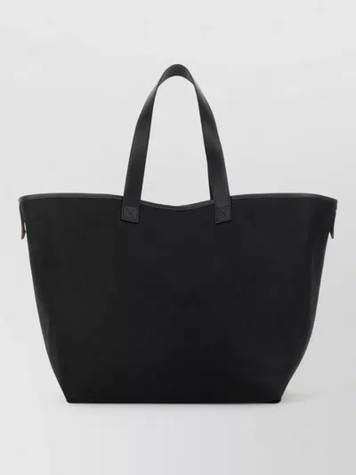 Gucci Fabric Shopping Bag Rectangular Shape Top Handles In Brown