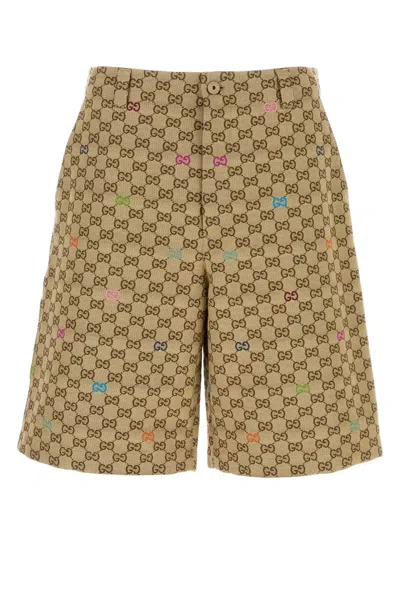 Gucci Fabric Shorts Gg In Multi