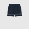 Gucci Fabric Shorts With Intarsia In Blue