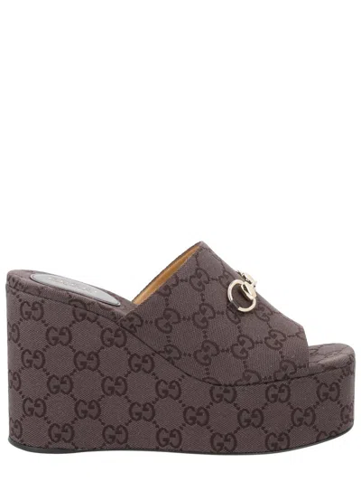 Gucci Gg Fabric Wedge Sandal For Women In Multi