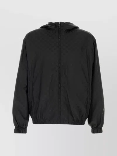 Gucci Fabric Windbreaker With Hood And Elastic Elements In Black