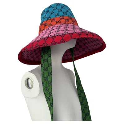 Pre-owned Gucci Fabulous Large  2021 Multicolor Canvas Hat New With Tags In Gray