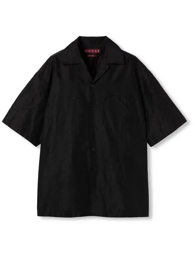 Gucci Classic Short-sleeve Cotton Shirt In Black