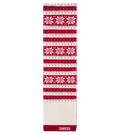 Gucci Kids' Fair Isle Wool Scarf In White