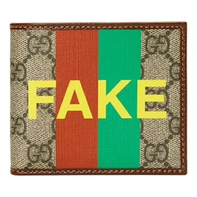 Gucci Fake Not Supreme Logo Billfold Wallet 'beige Multi'