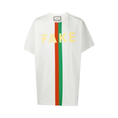 Pre-owned Gucci Fake/not Print Oversize T-shirt 'white' | Men's Size L