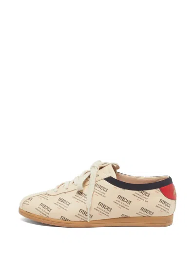 Pre-owned Gucci Falacer Invite Print Sneakers In Neutral