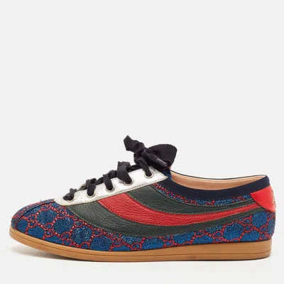 Pre-owned Gucci Falacer Size 39 Multicolor Leather And Lurex Fabric Low Top Sneakers