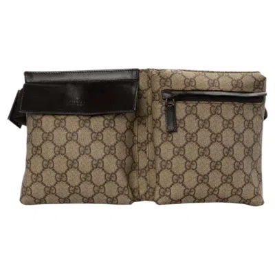 Pre-owned Gucci Fanny Pack Task Small Gg Supreme Brown