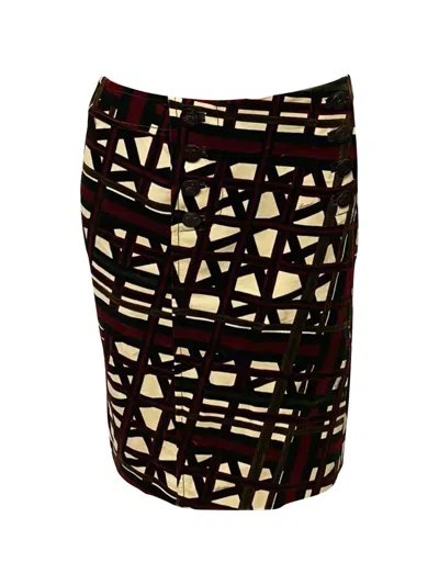 Pre-owned Gucci Fantasy Tartan Button Skirt In Red