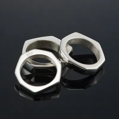 Pre-owned Gucci Fashion Designer  Sterling Silver Lady's Stackable Bomboo Ring Us5 Italy