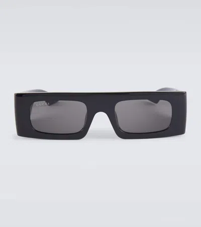 Gucci Fashion Show Rectangular Sunglasses In Black