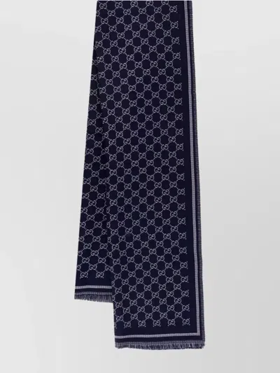 Gucci Fashionable Scarf Reversible Fringed Edges In Blue