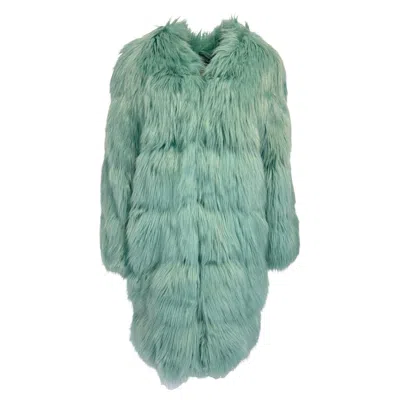 Pre-owned Gucci Faux Fur Coat In Mint Color It 40 In Blue