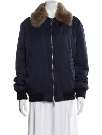 Pre-owned Gucci Faux Fur Jacket In Blue